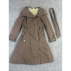 Soia & Kyo Black Trench Coat Women's M- Single Breasted Flared Skirt